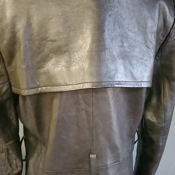 Frame Denim Black Lamb Leather Trench Coat - Picture 11 of 16